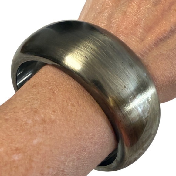 Wide Bronze Tone Bangle Bracelet Small/Medium Hypoallergenic Nickel Free Bold - Picture 1 of 12
